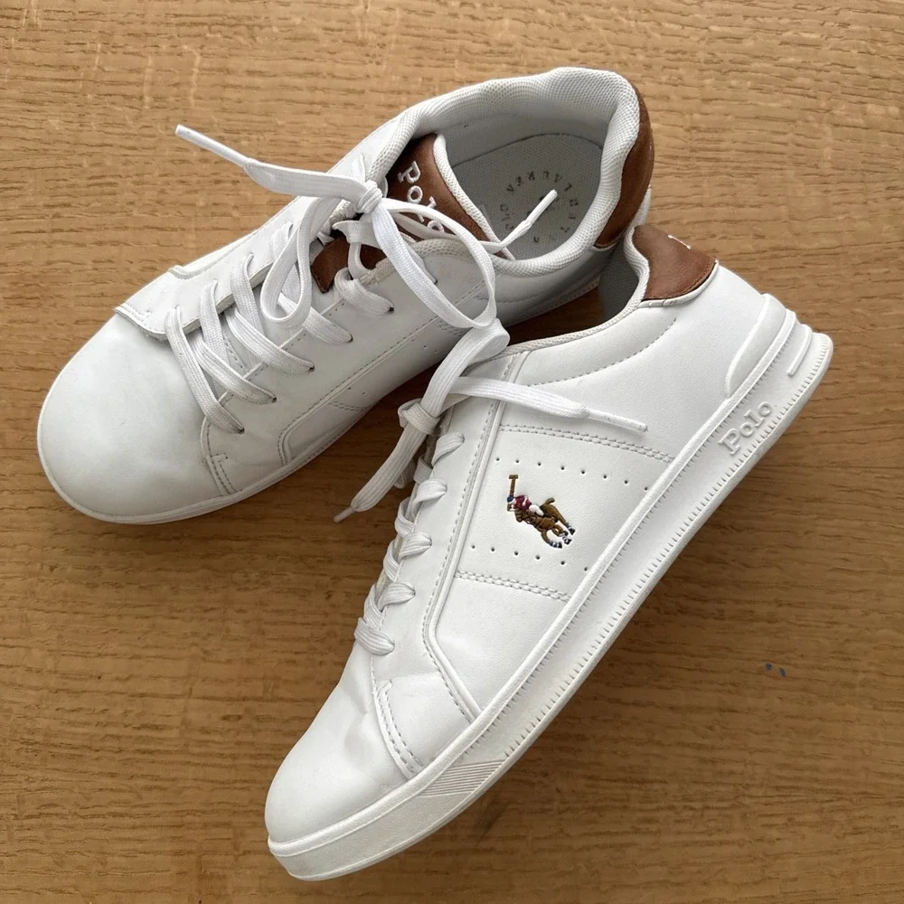 Polo Ralph Lauren Heritage Court II Shoes Mens Size 6.5 White Leather Tennis